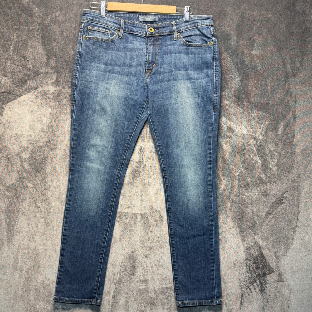 Levis Jeans Womens 14 M Blue Cotton Blend 531 Skinny Mid Rise Medium Wash Studs